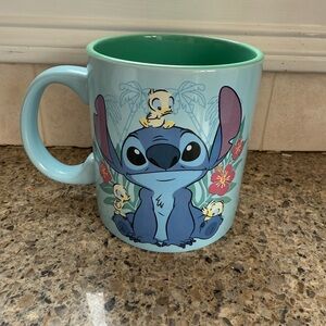 Disney Stitch Blue Mug with Floral Design